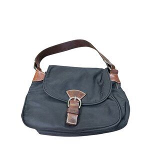 Dooney Bourke womans Black Brown Canvas Leather Handbag SKU 8761